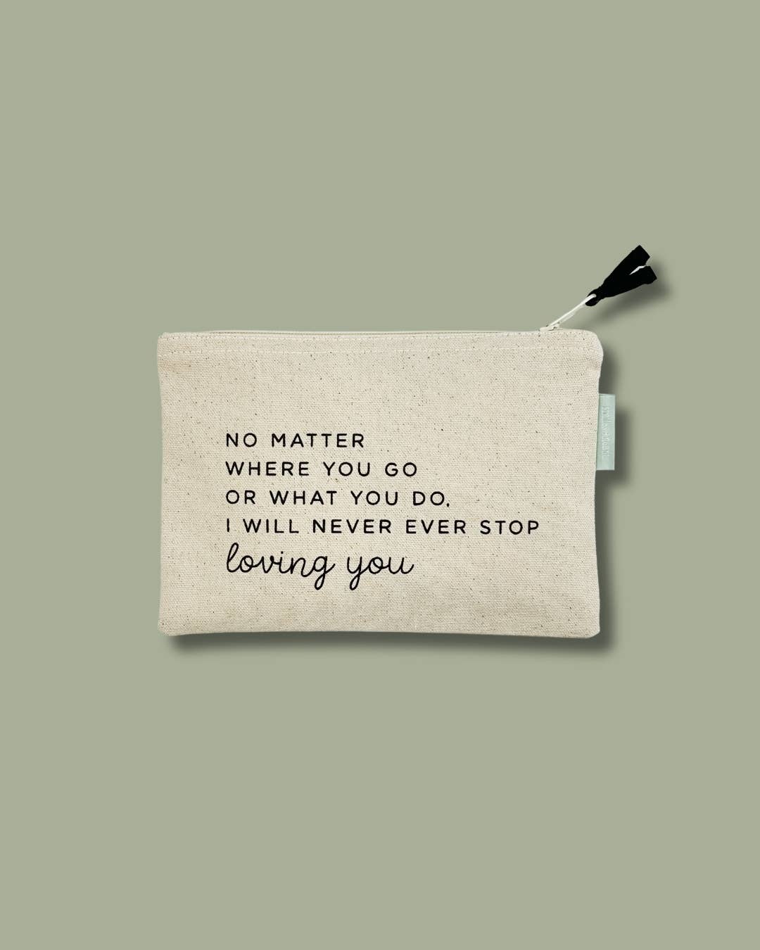 Love You Small Canvas Zipper Pouch