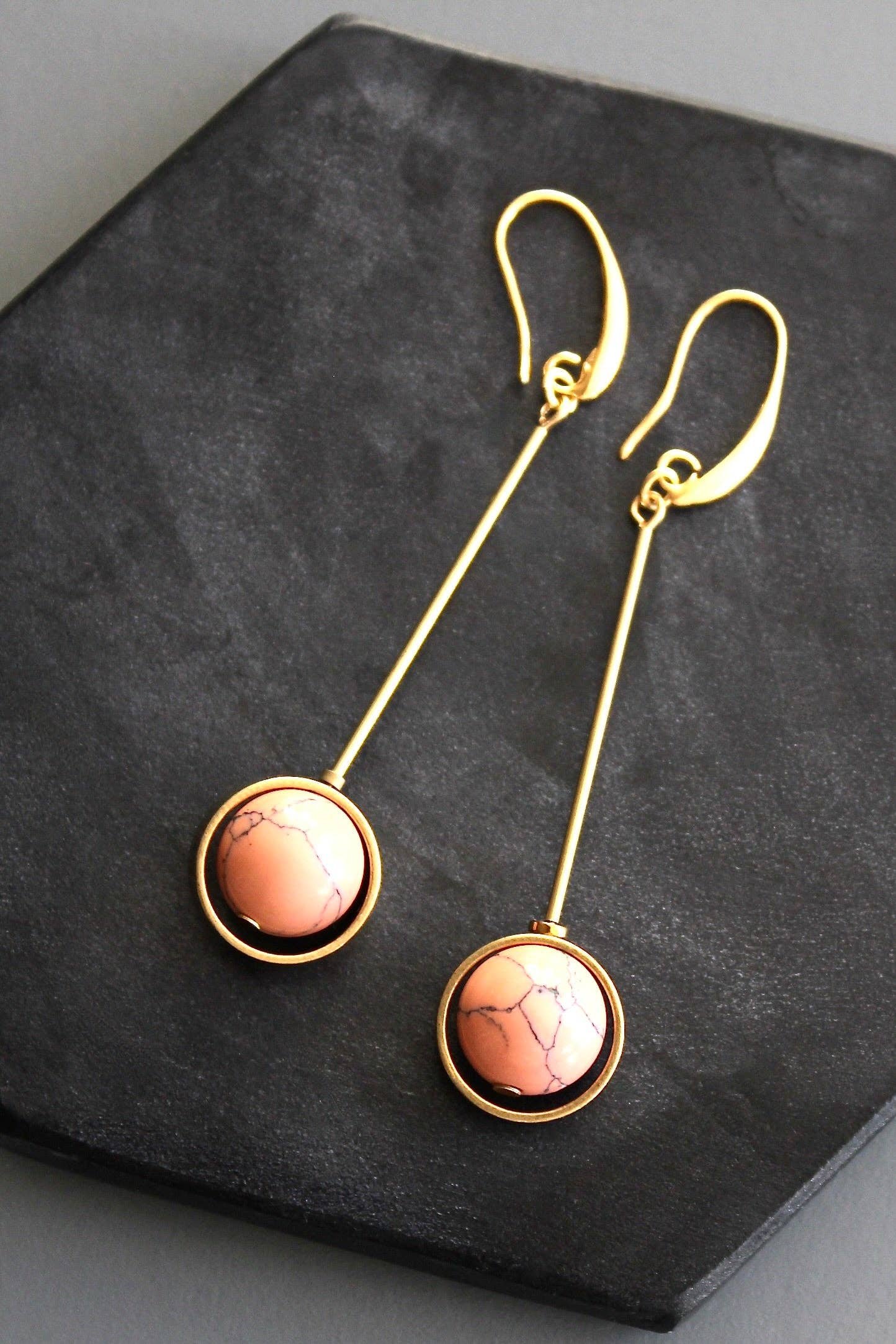 KYLE51 coral geometric earrings