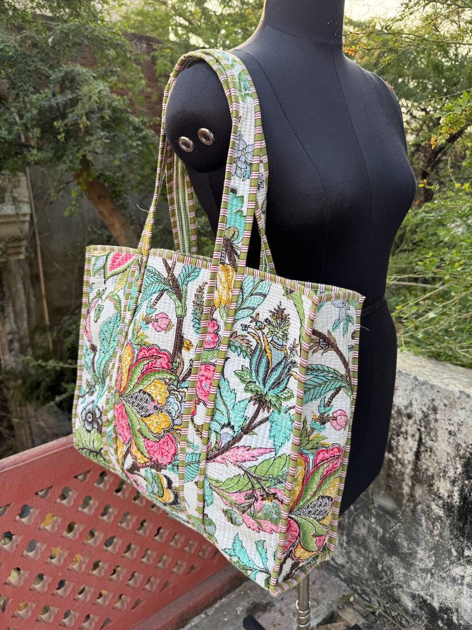 Girls Bag Quilted Shoulder Bag Cotton Bag Floral Printed Bag