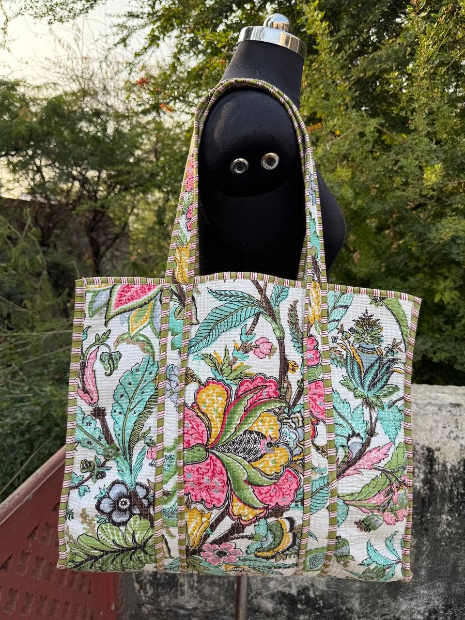 Girls Bag Quilted Shoulder Bag Cotton Bag Floral Printed Bag