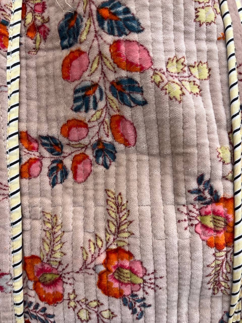 Party Wear Block Printed Bag Velvet Quilted Handmade Indian