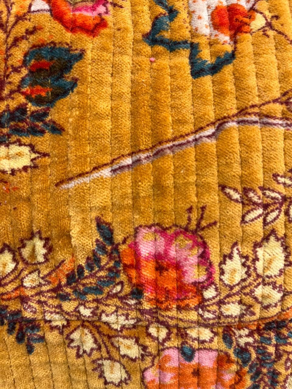 Traditional Floral Print Velvet Tote Bag Quilted Cotton Bags