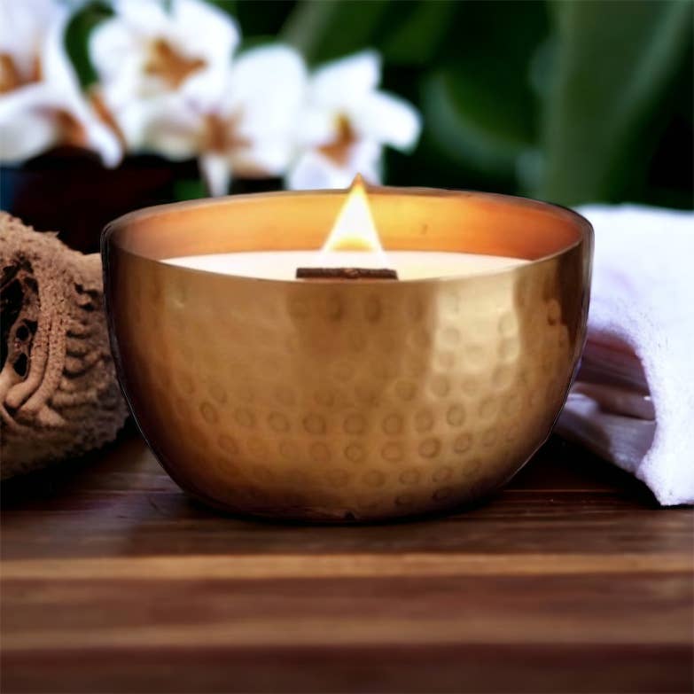 Winter Brass Bowl & Woodwick Collection
