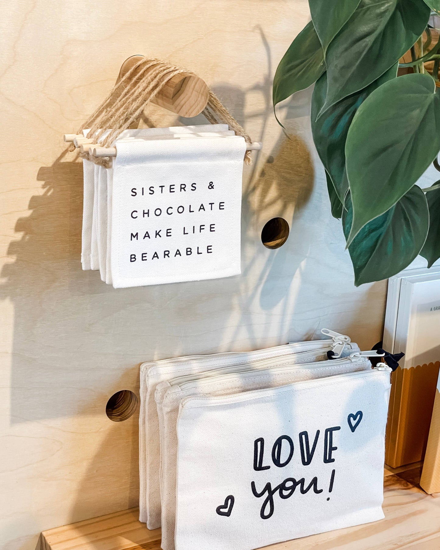 Love You Small Canvas Zipper Pouch