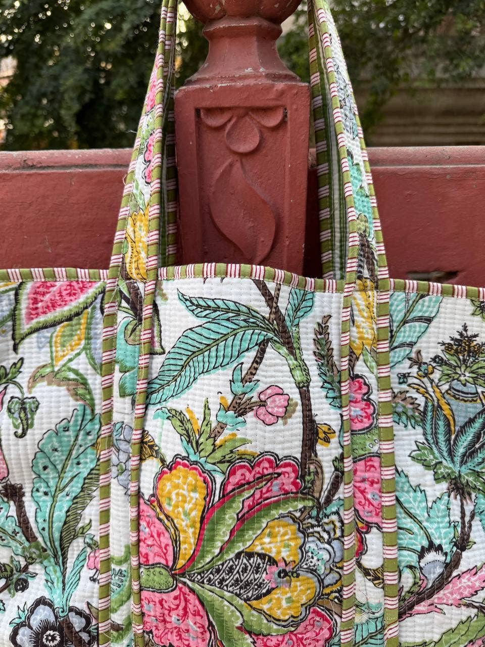 Girls Bag Quilted Shoulder Bag Cotton Bag Floral Printed Bag