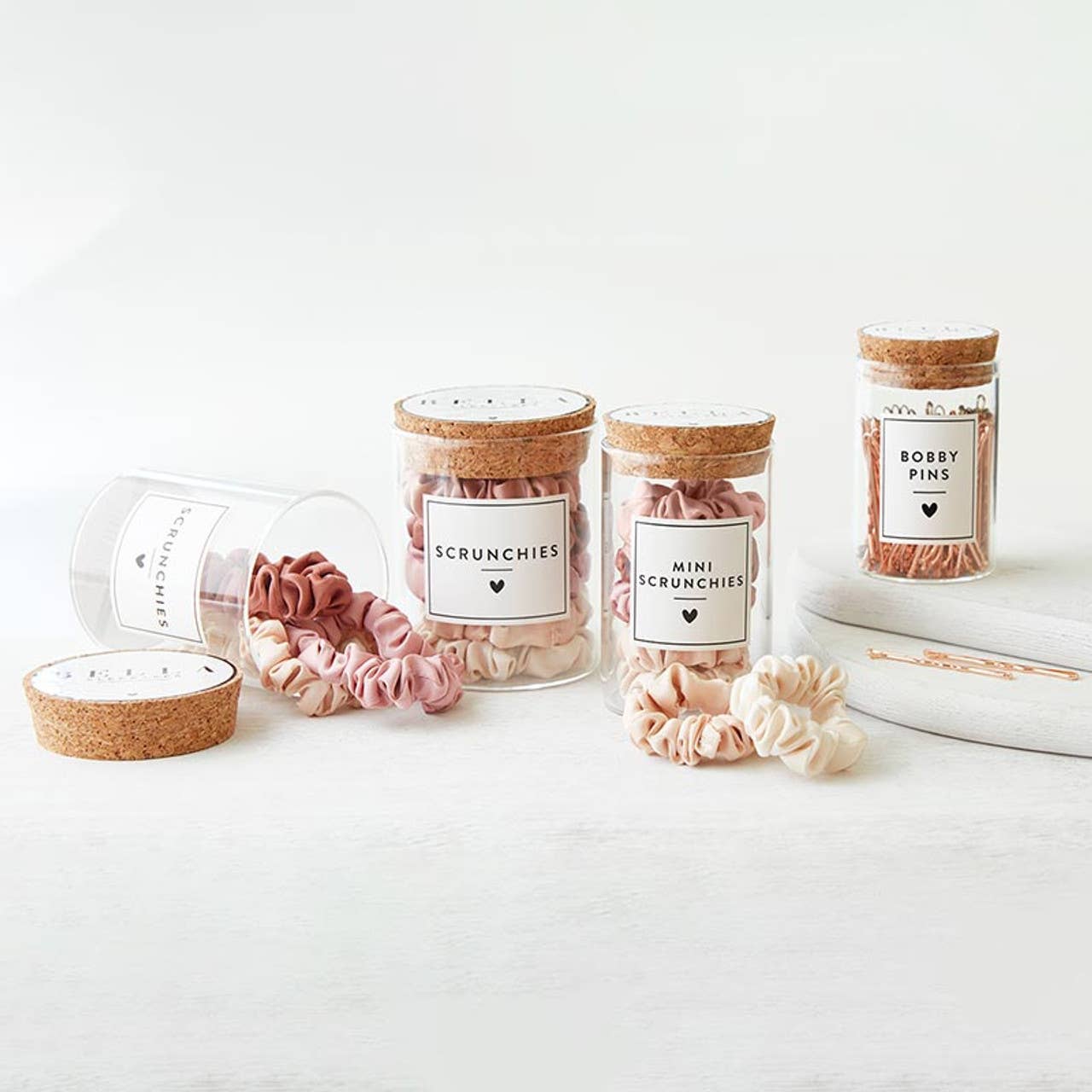Mini Satin Scrunchies Jar - Blush Ombre