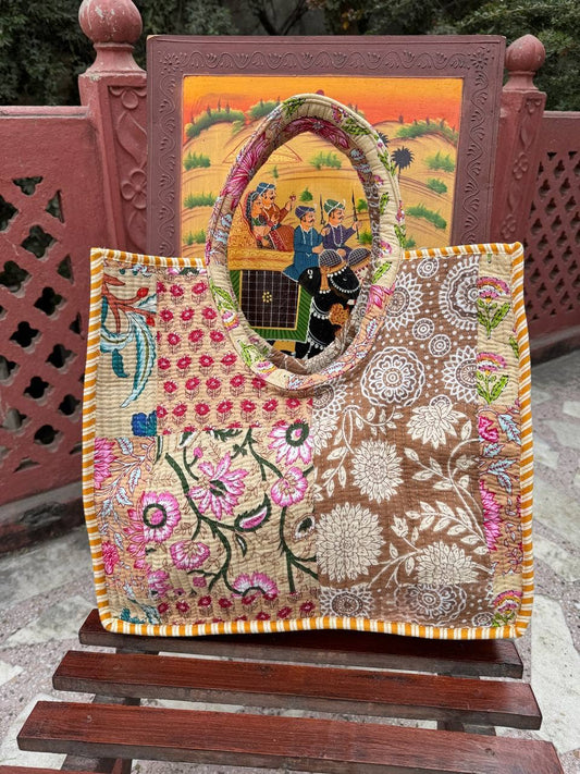 Cotton Bag Quilted Bag Block Printed Indian Bag Stylish Bags