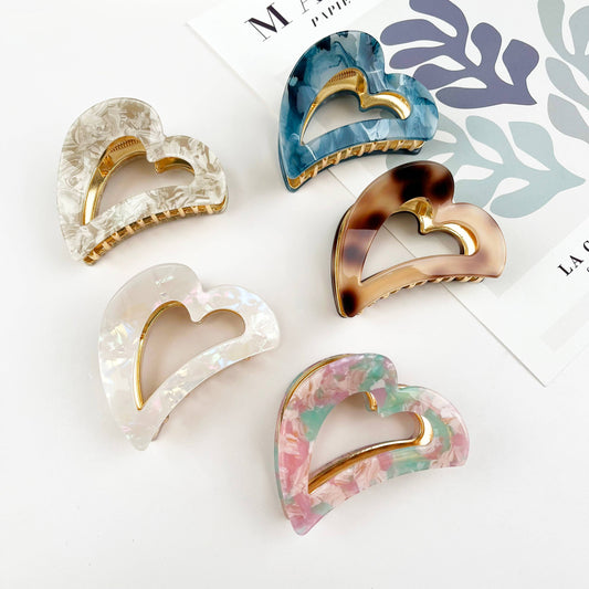 heart Love Metal Claw Clip