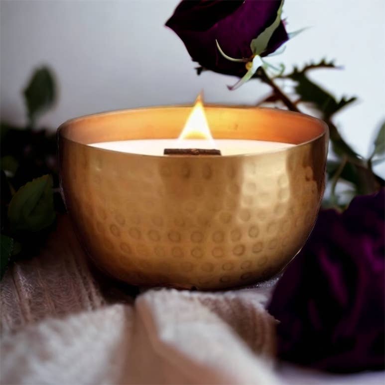Winter Brass Bowl & Woodwick Collection