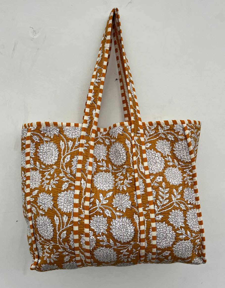 Colorful Travel Bag Floral Hand Block Printed Beautiful Bags