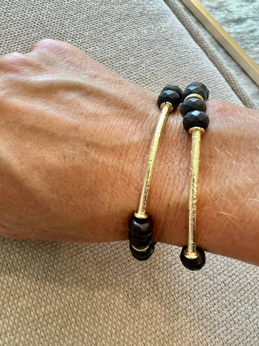Bead Hammered Bar Bracelet