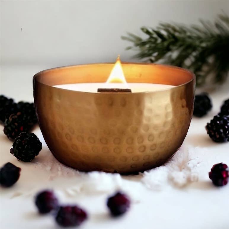 Winter Brass Bowl & Woodwick Collection