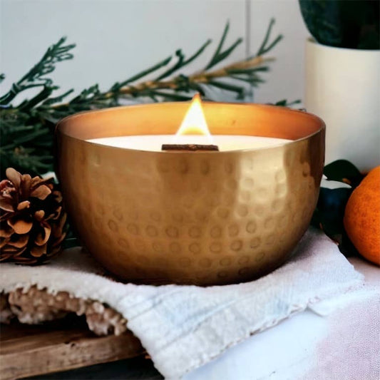 Winter Brass Bowl & Woodwick Collection