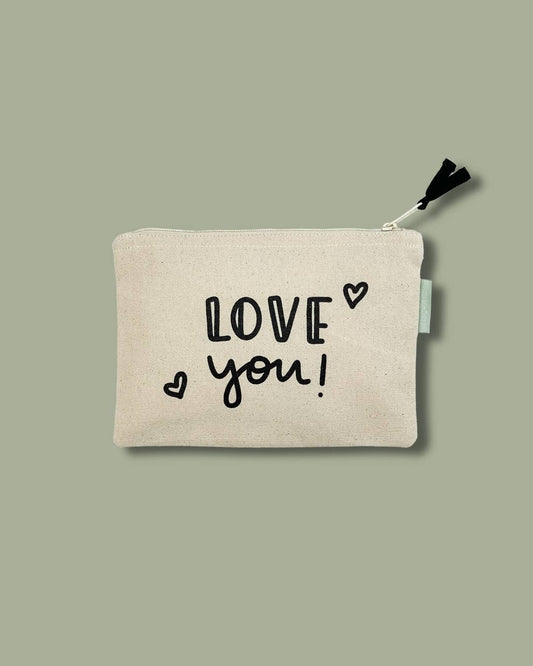 Love You Small Canvas Zipper Pouch