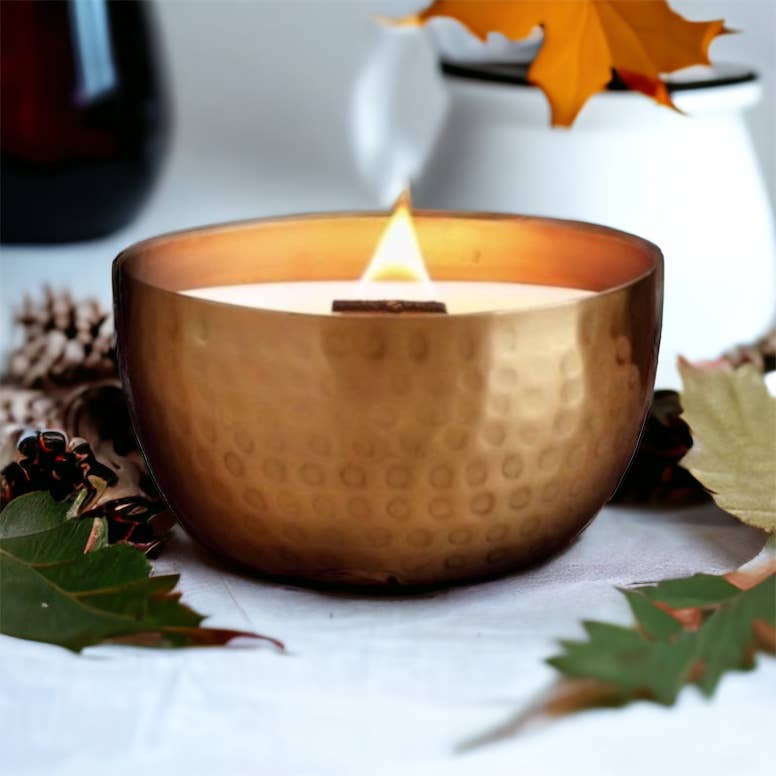 Winter Brass Bowl & Woodwick Collection
