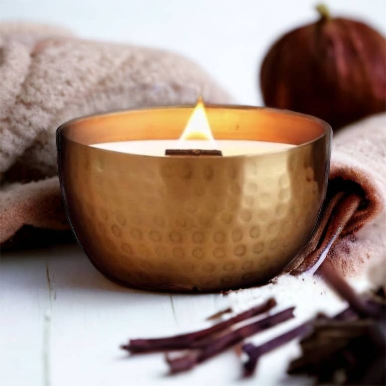 Winter Brass Bowl & Woodwick Collection
