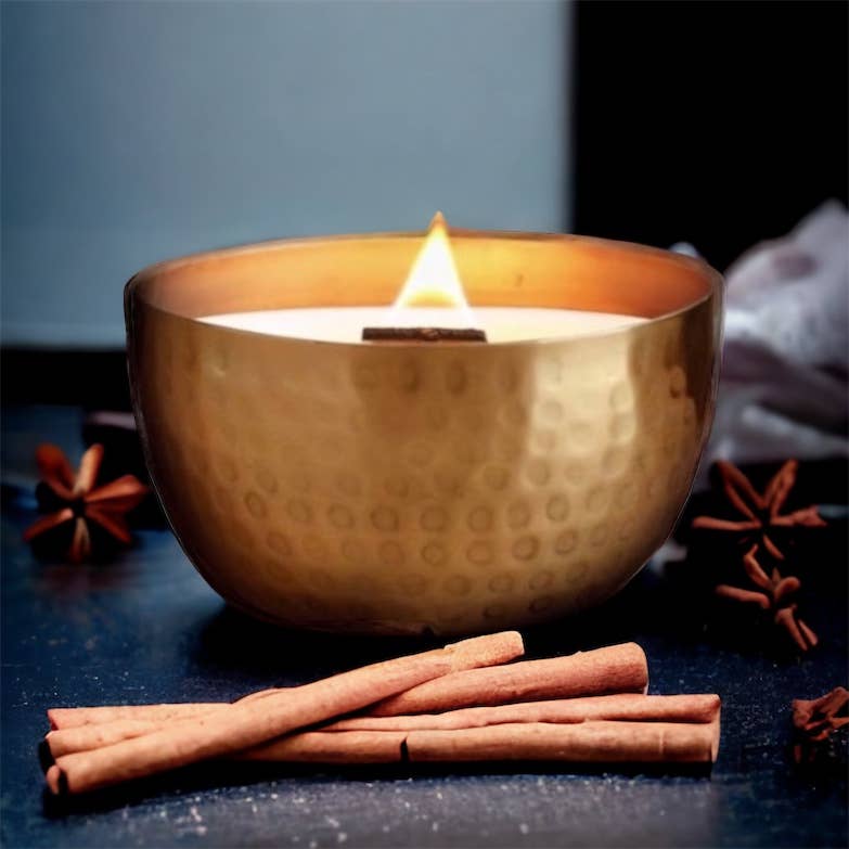 Winter Brass Bowl & Woodwick Collection